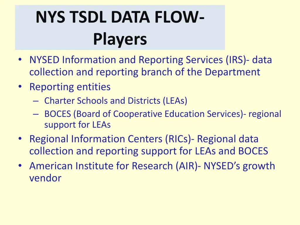 nys tsdl data flow players nysed information