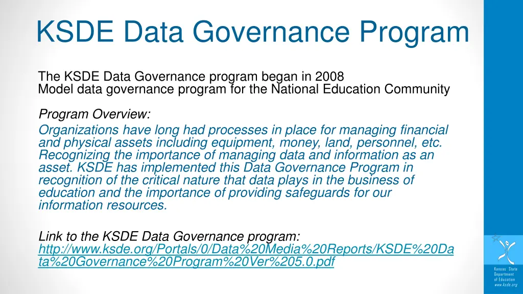 ksde data governance program