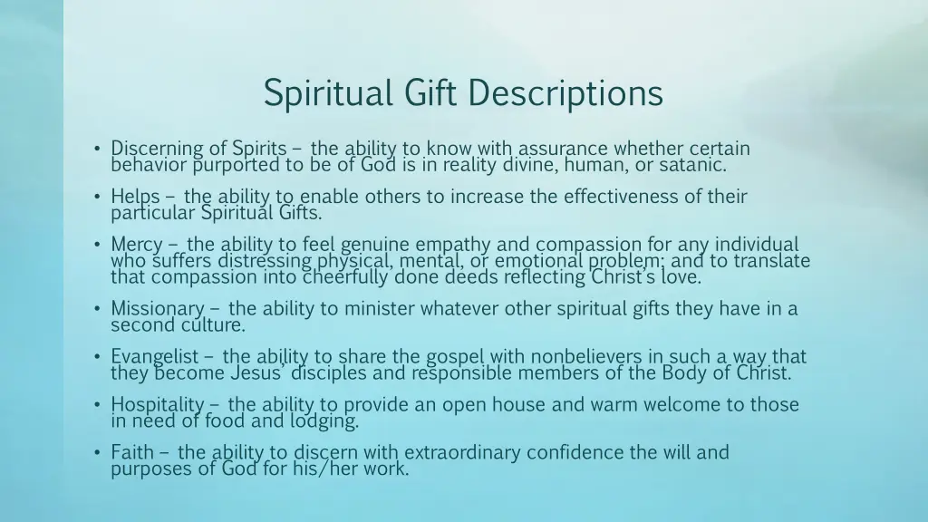 spiritual gift descriptions 1