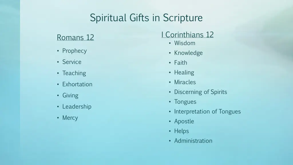 spiritual gifts in scripture