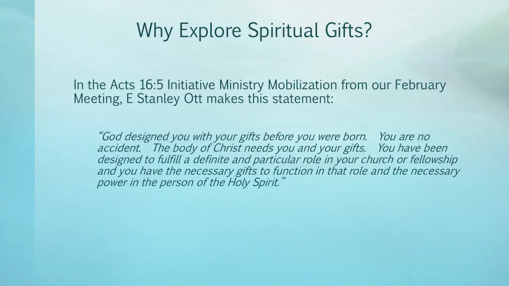 why explore spiritual gifts 1
