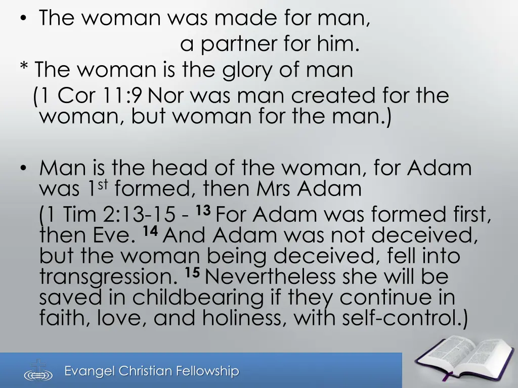 the woman was made for man a partner