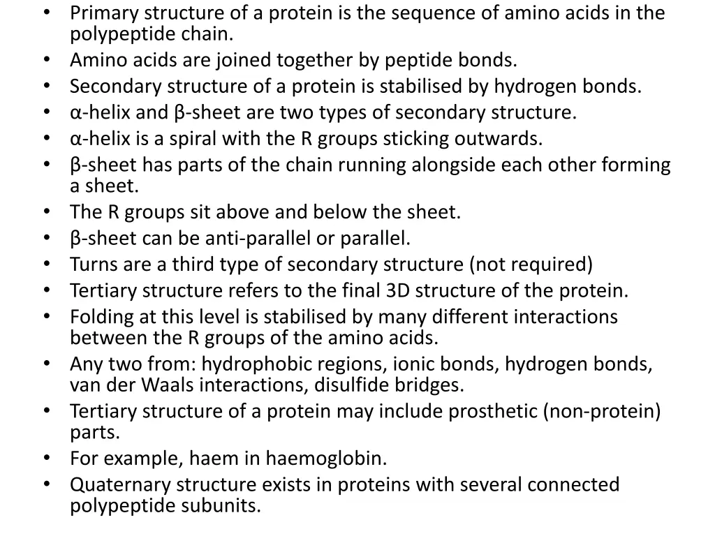 primary structure of a protein is the sequence