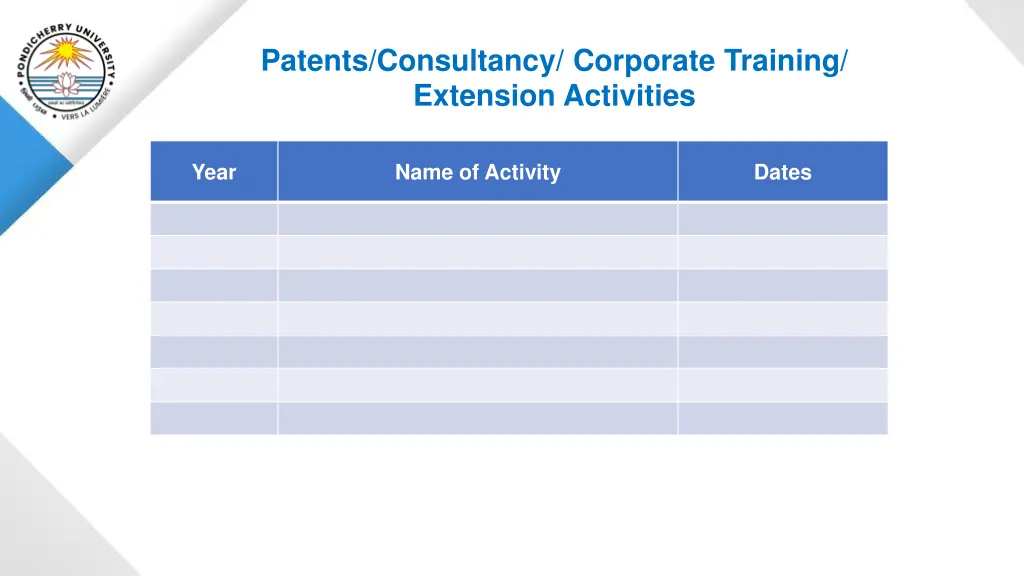 patents consultancy corporate training extension