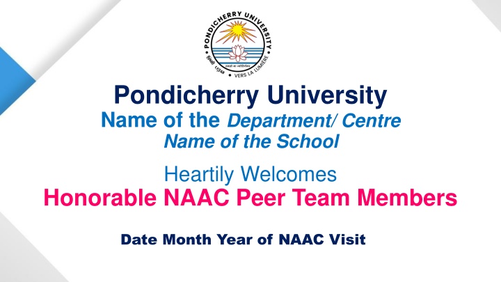 pondicherry university name of the department