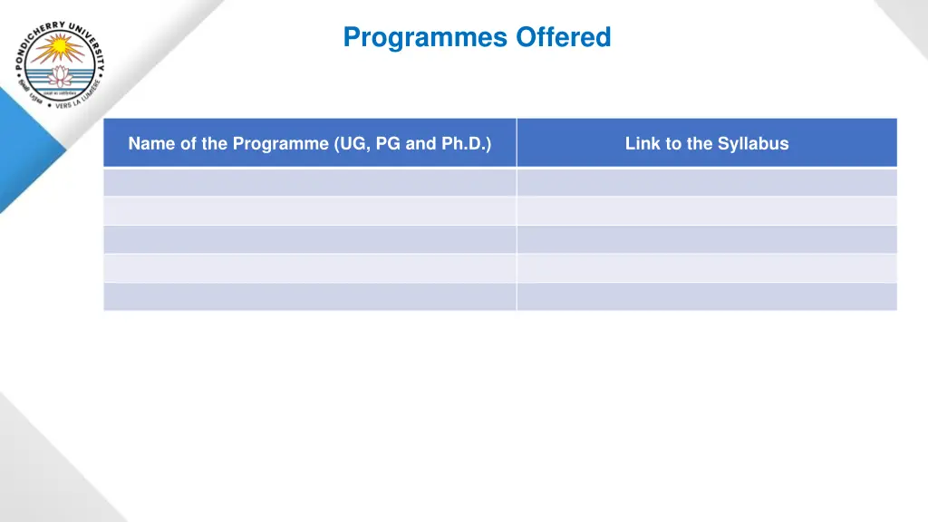 programmes offered