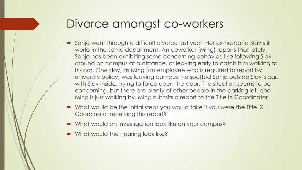 divorce amongst co workers