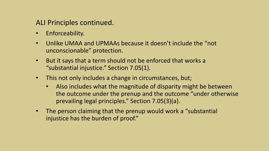 ali principles continued enforceability unlike