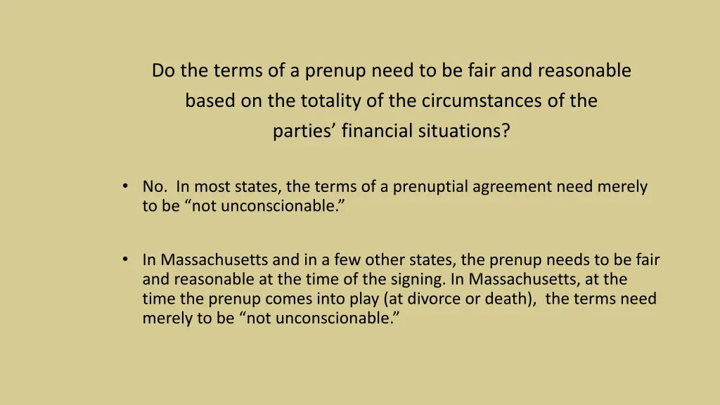 do the terms of a prenup need to be fair