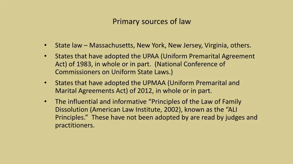 primary sources of law