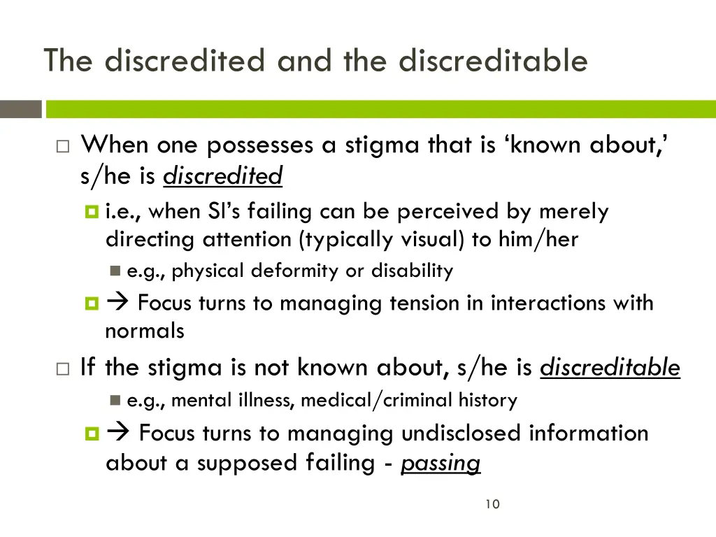 the discredited and the discreditable