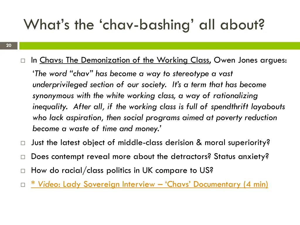 what s the chav bashing all about