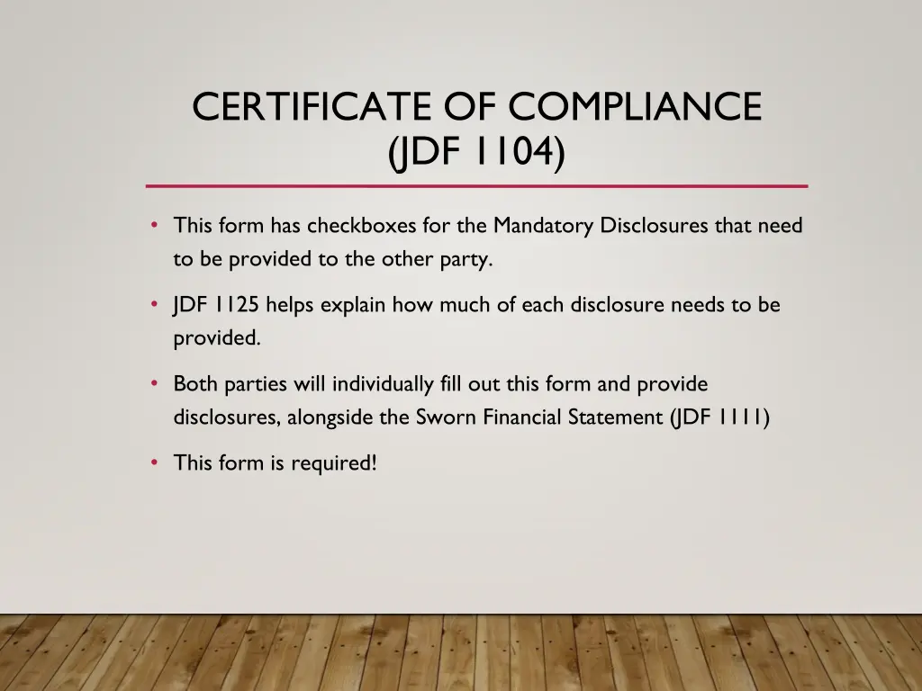 certificate of compliance jdf 1104