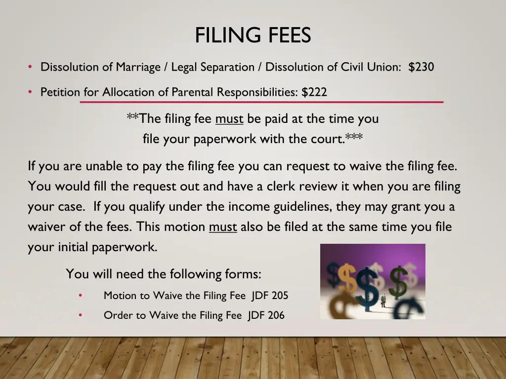 filing fees