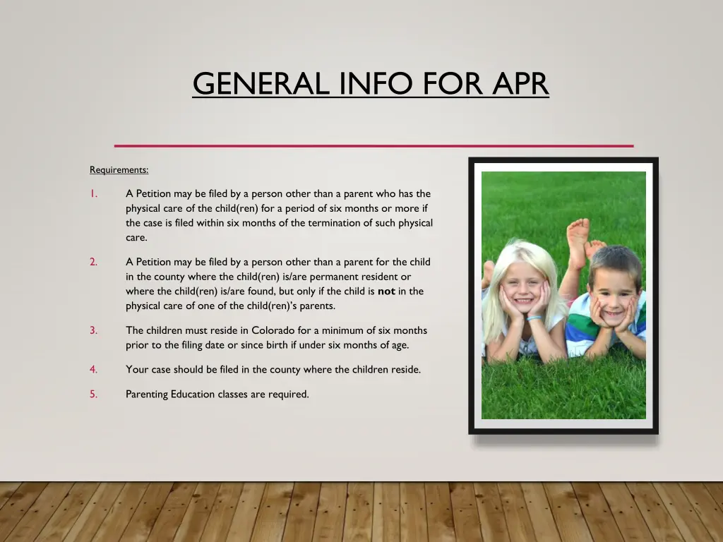 general info for apr