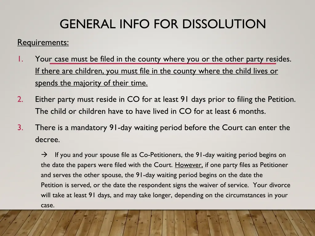 general info for dissolution