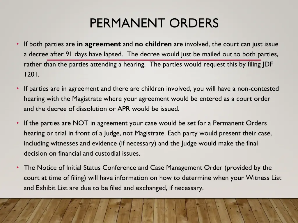 permanent orders