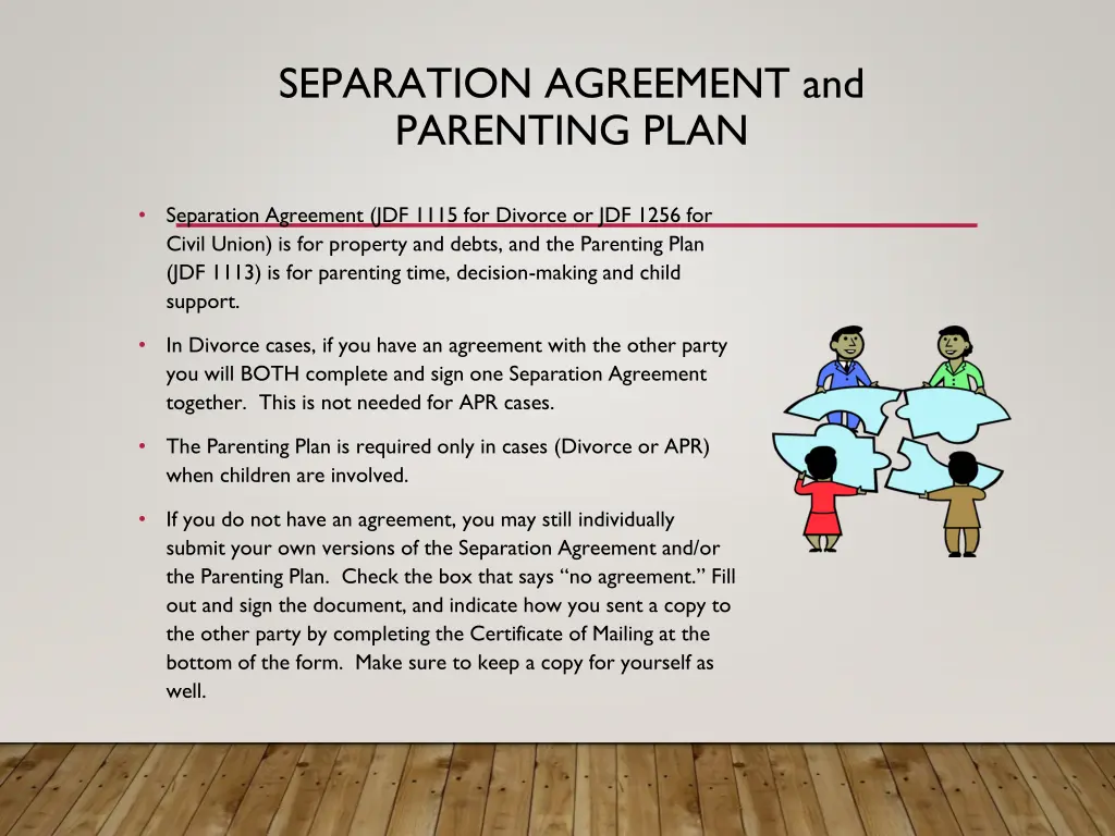 separation agreement and parenting plan