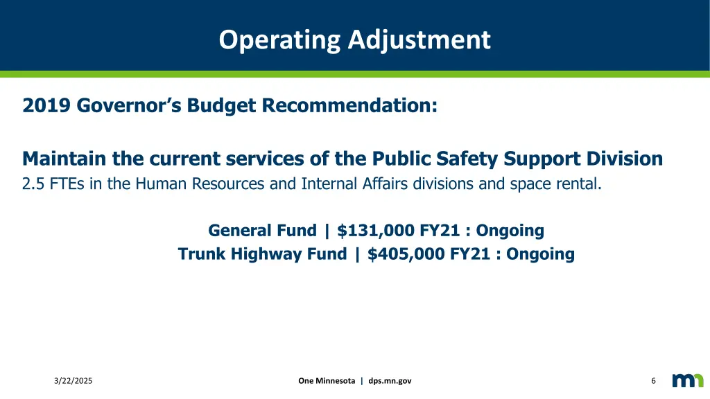 operating adjustment