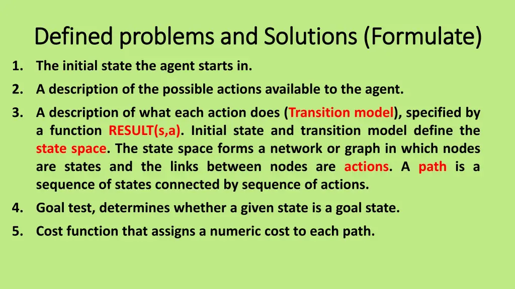 defined problems and solutions formulate defined