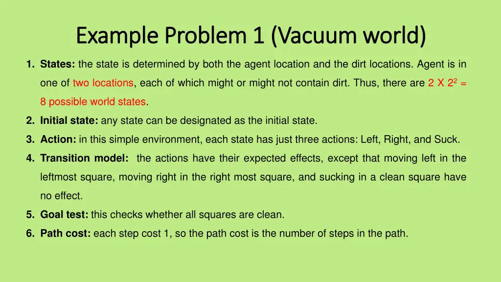 example problem 1 vacuum world example problem