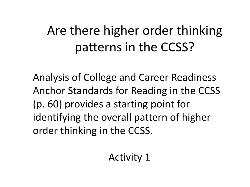 are there higher order thinking patterns
