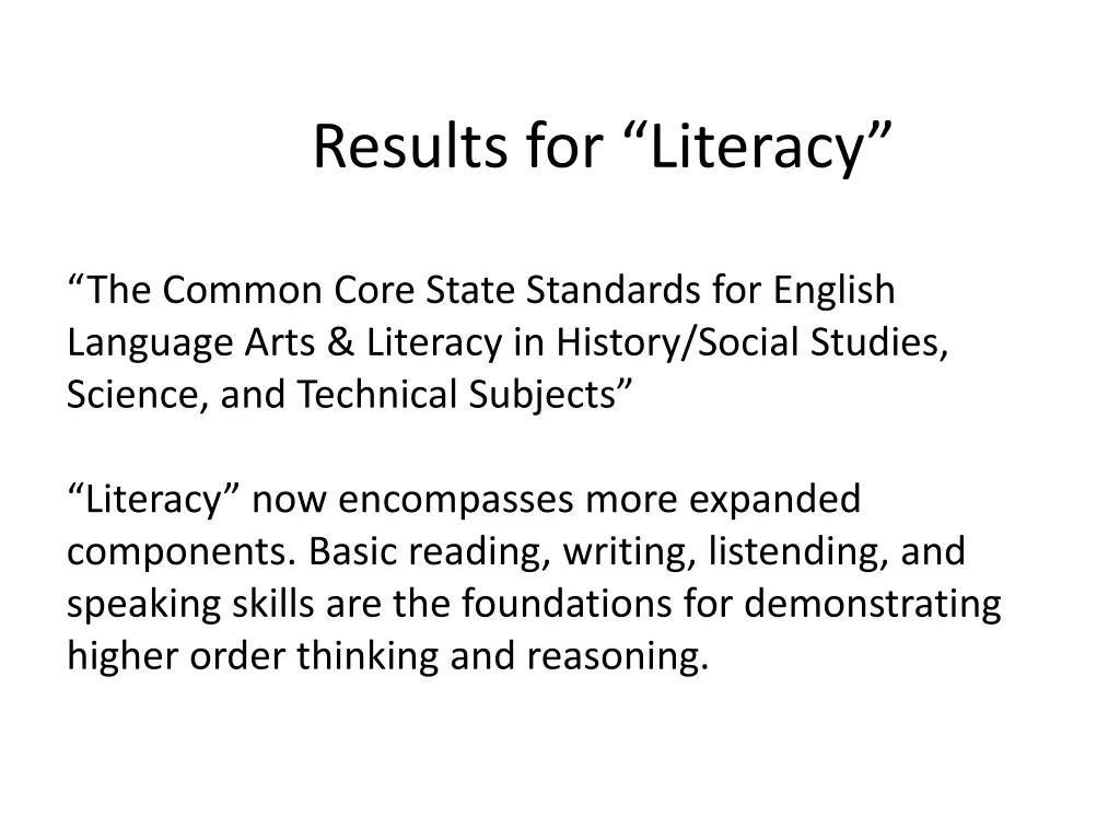 results for literacy