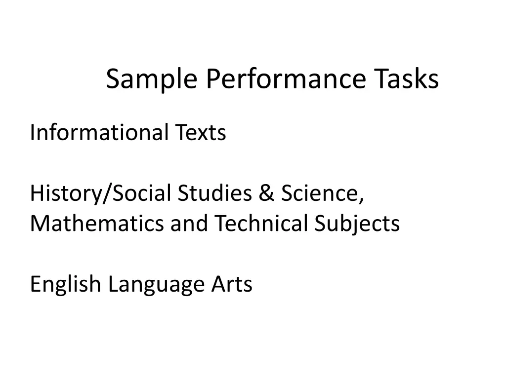 sample performance tasks