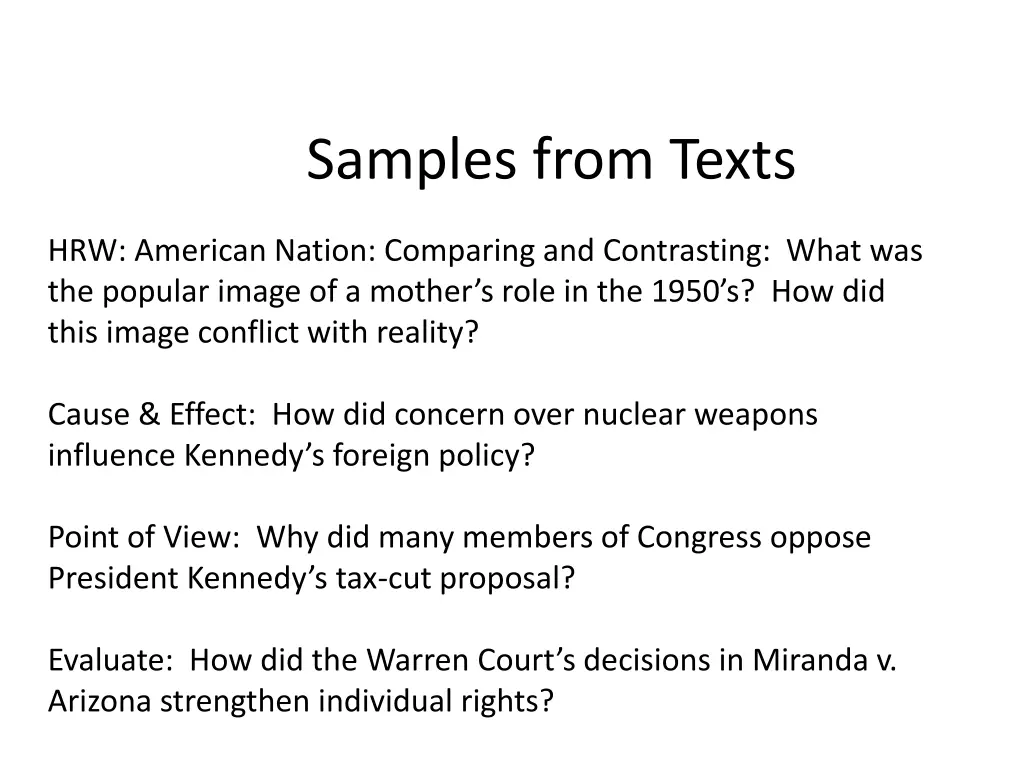 samples from texts