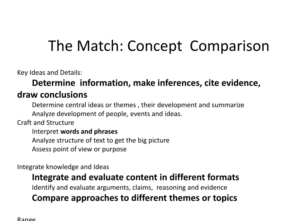 the match concept comparison