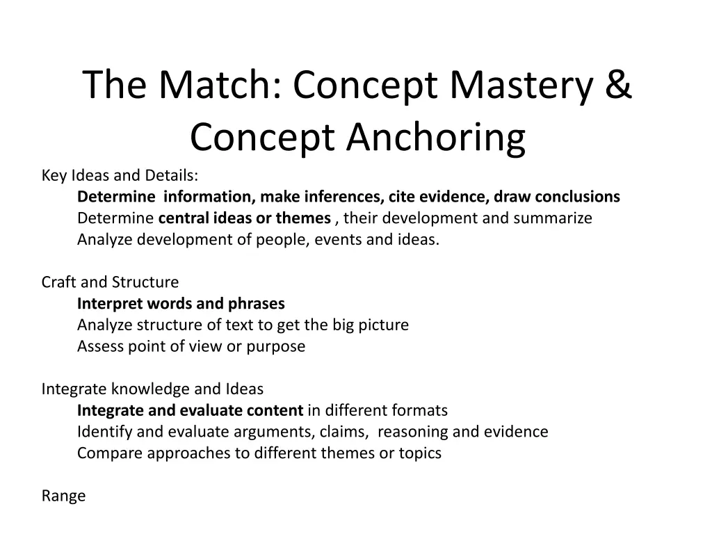 the match concept mastery concept anchoring