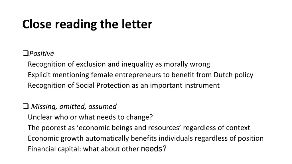 close reading the letter