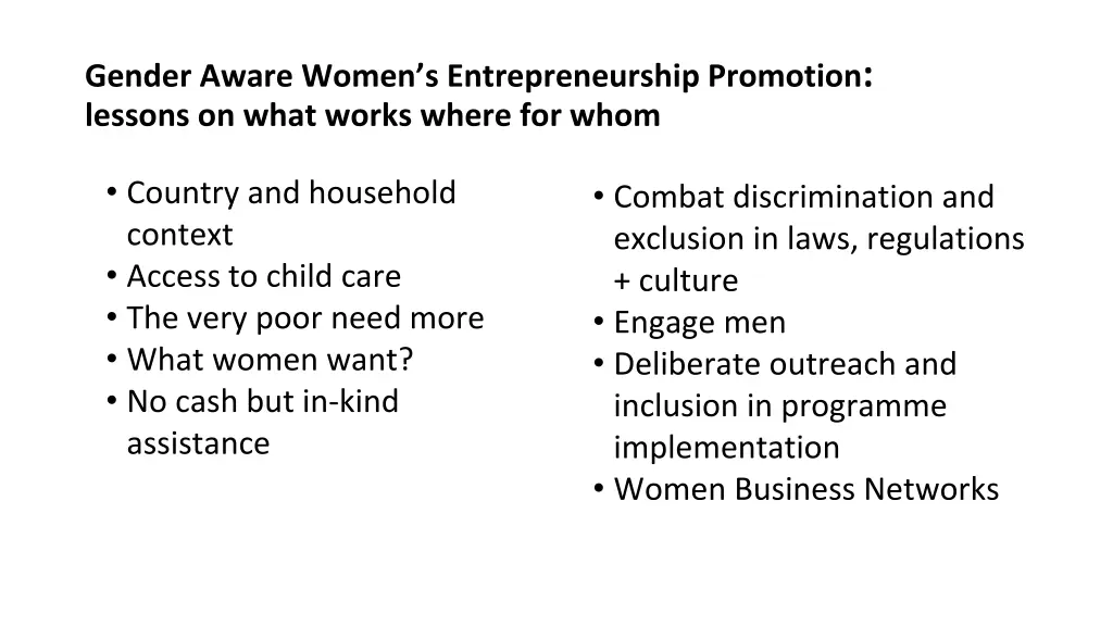 gender aware women s entrepreneurship promotion