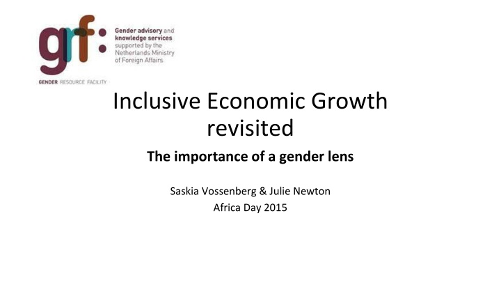 inclusive economic growth revisited