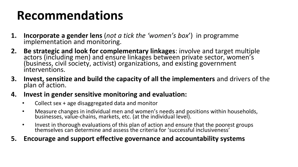recommendations
