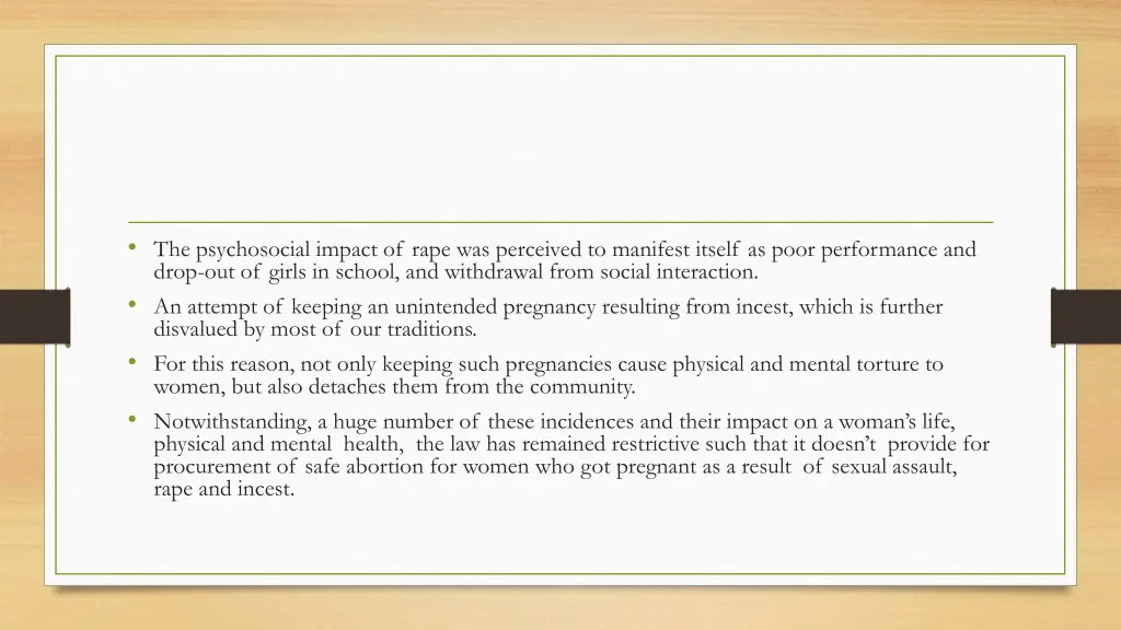 the psychosocial impact of rape was perceived