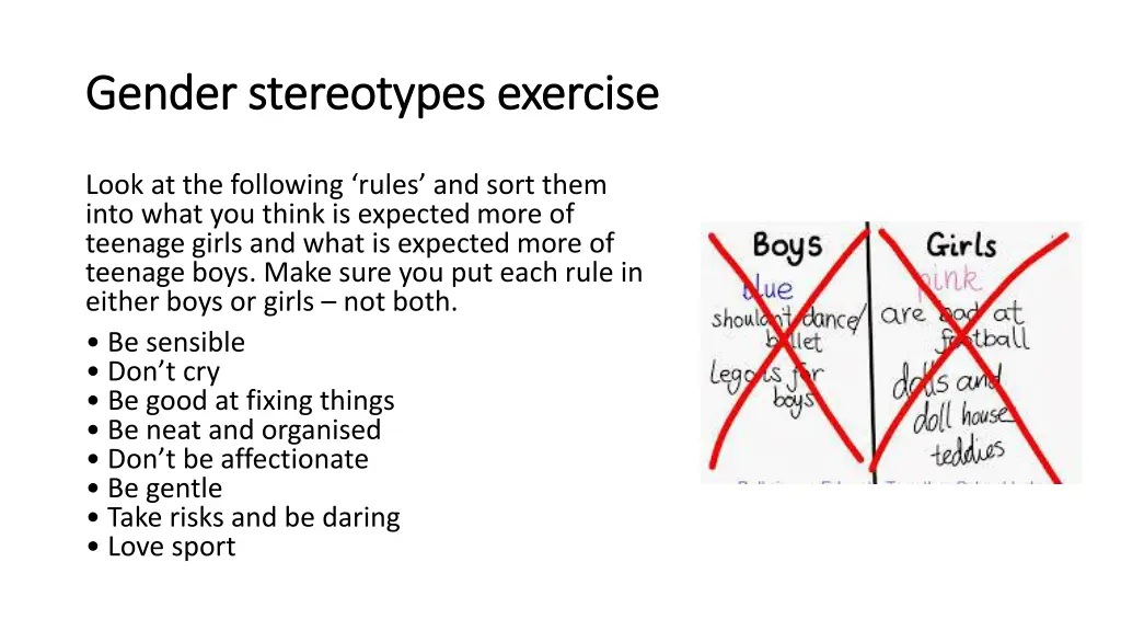 gender stereotypes exercise gender stereotypes