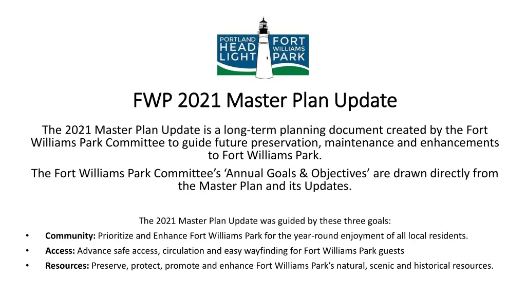 fwp 2021 master plan update fwp 2021 master plan