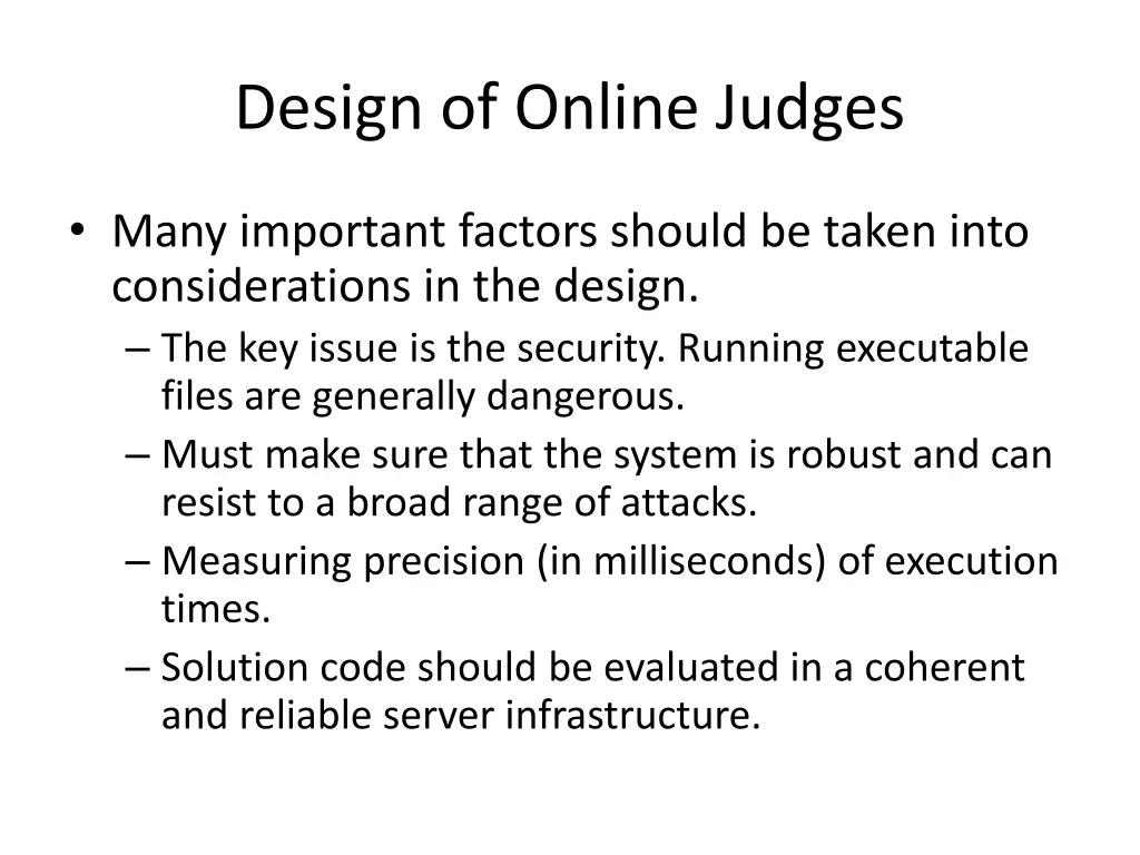 design of online judges