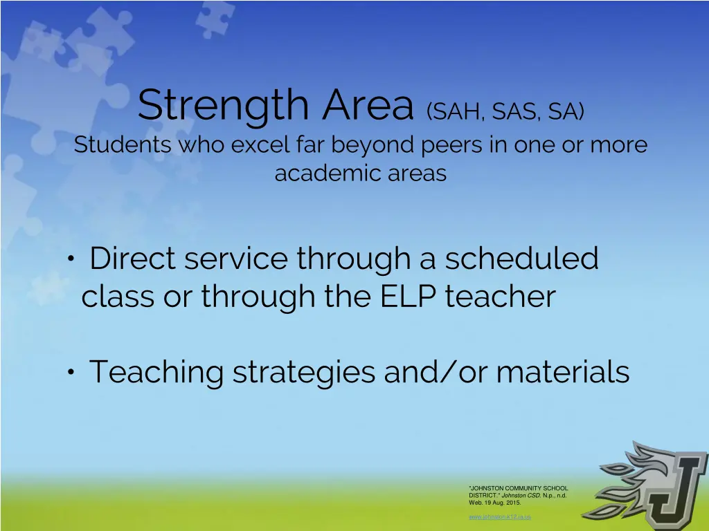 strength area sah sas sa students who excel