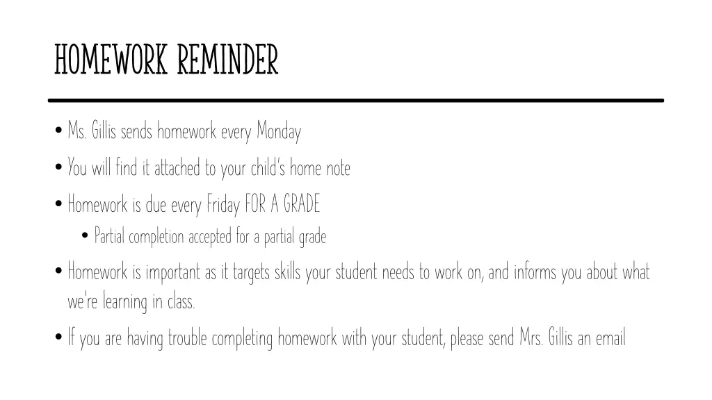 homework reminder