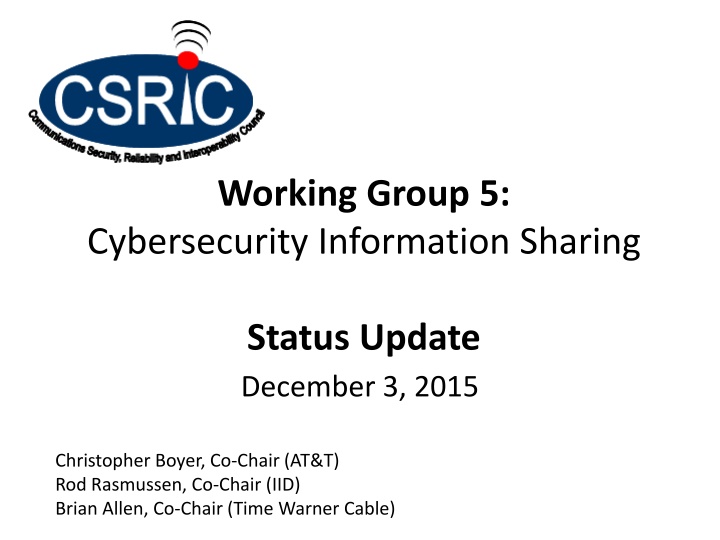 working group 5 cybersecurity information sharing