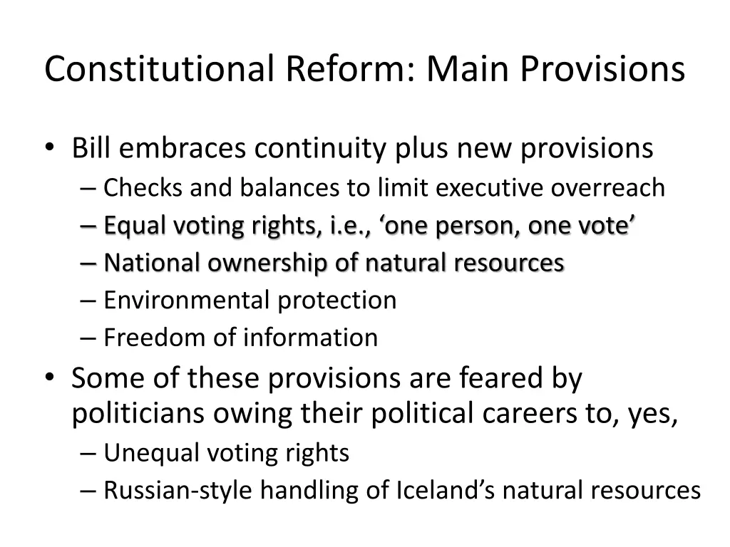 constitutional reform main provisions