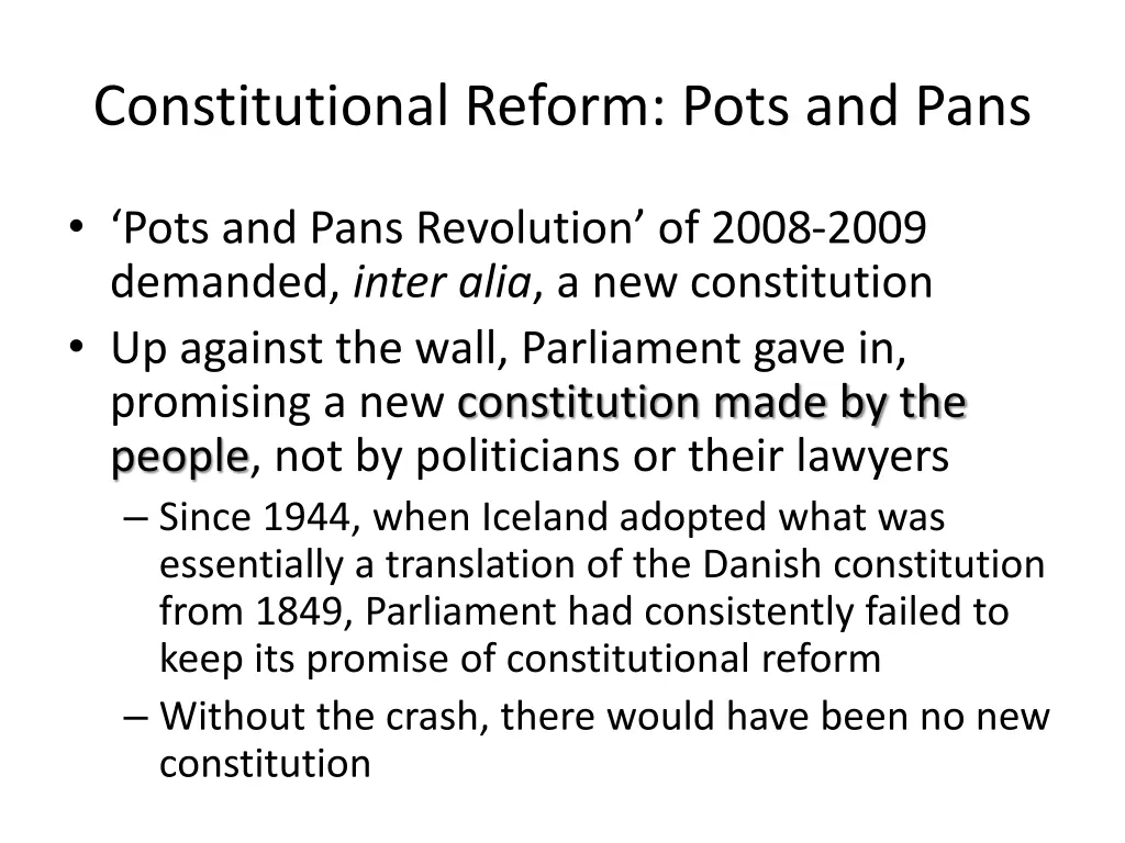 constitutional reform pots and pans
