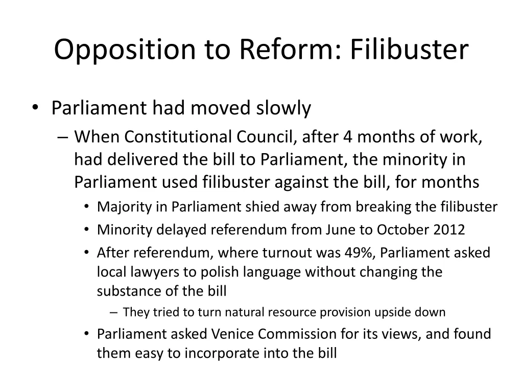 opposition to reform filibuster