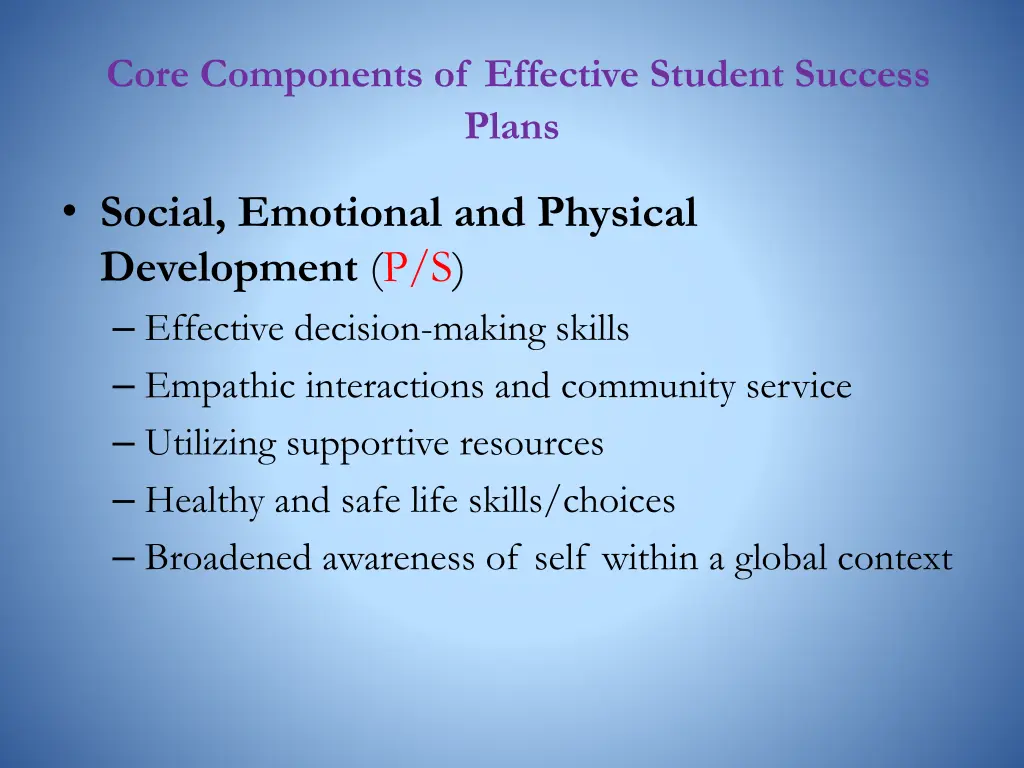 core components of effective student success plans 2