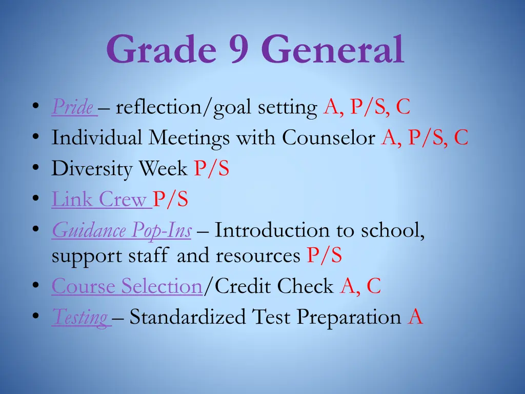 grade 9 general