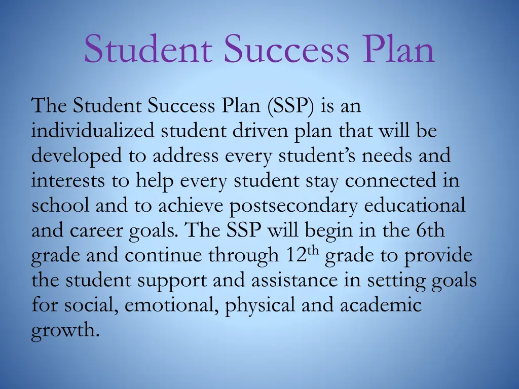 student success plan