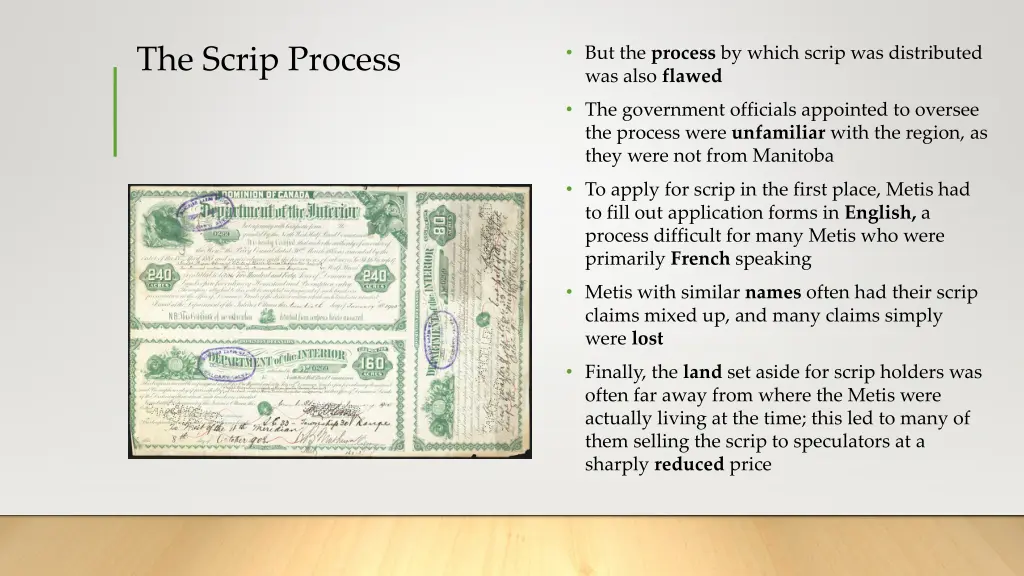 but the process by which scrip was distributed
