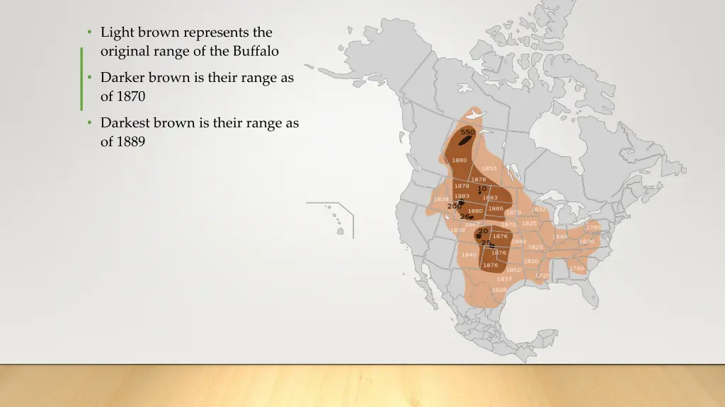 light brown represents the original range